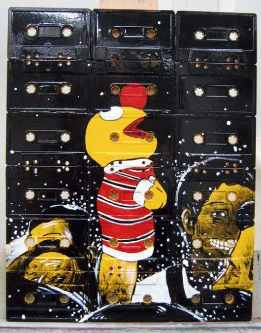 Superb Paintings On Cassette Tape Canvases