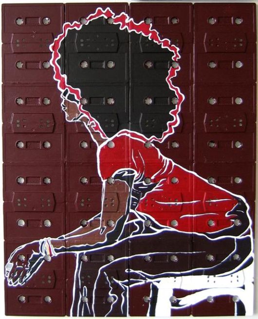 Superb Paintings On Cassette Tape Canvases