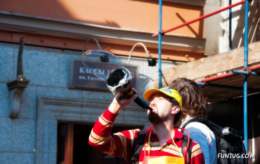 Soap Air Bubbles Flew in Russia